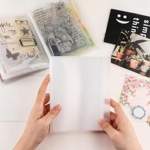 80Pages/ 2Set A6 Clear Stamps Storage Embossing Folder Storage Photo Storage Album Seal Bags Storage Keeper Cards Folder Storage Bag for DIY Scrap...