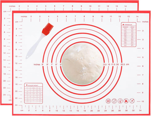 Silicone Pastry Mat 2 Pack Non Stick Baking Mat with Measuremenst 16" x 12" Small Non Slip Silicone Baking Mat for Fondant/Rolling Dough/Pie Crust...