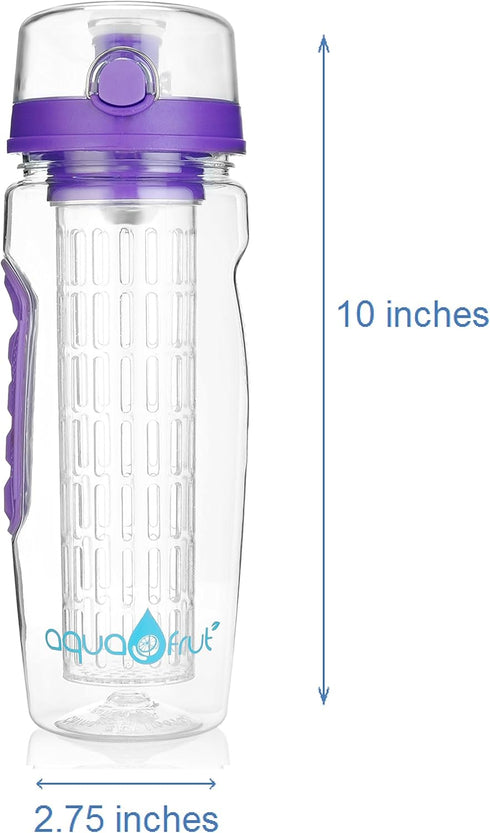 AquaFrut 32 OZ Fruit Infuser Water Bottle BPA-Free Fruit Infusion Sports Bottle - Flip Top Lid w Drinking Spout, Leak Proof, Made of Durable Trita...