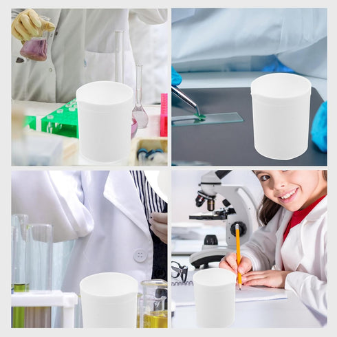 Baluue 2pcs PTFE Teflon Beaker 100ml Polypropylene Lab Beaker White Lab Measuring Cup Plastic Liquid Cup Container for Science Experiment, School ...