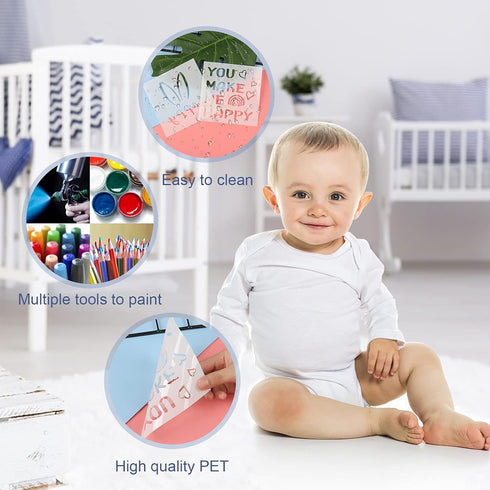 25 Pack Stencils for Baby Shower?Mixed Animals Pattern Painting Stencils Baby Shower Onesie Decorating Reusable Templates for Painting on Fabric B...