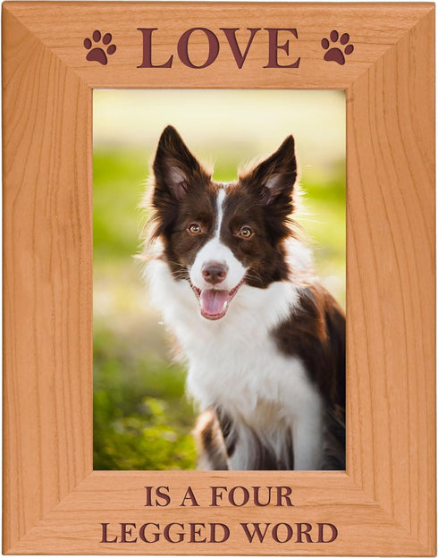 CustomGiftsNow Love Is A Four Legged Word Alder Wood Picture Frame - Great Gift for a Dog Lover (4x6 Vertical)...