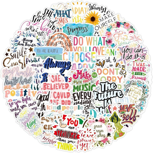 50 Pcs Inspirational Stickers Reward Motivational Decals for Teens Students Teachers Employees Water Bottle Laptop Vinyl Waterproof Positive Motiv...