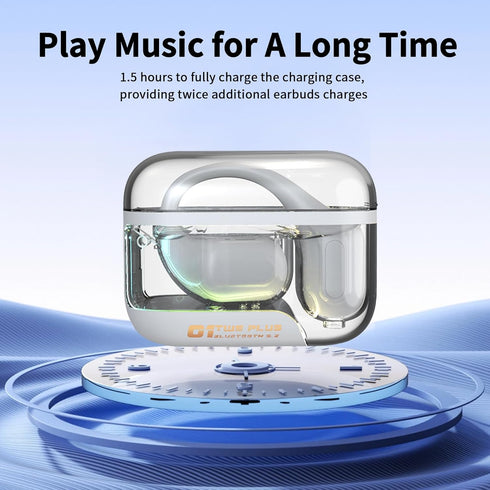 Open Ear Earbuds, Open Ear Headphones Wireless Bluetooth 5.3 with Colorful Lighting Clear Charge Station, IPX5 Waterproof Sports Earbuds for Runni...