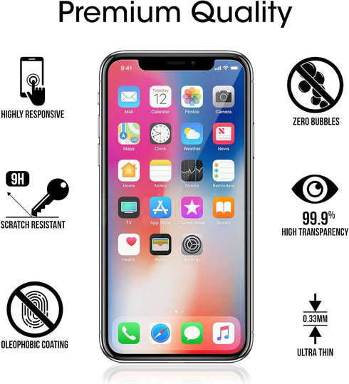 amFilm (3-Pack iPhone XS/X Screen Protector, 0.26mm 9H Tempered Glass Screen Protector with Easy Installation Tray for Apple iPhone 10....