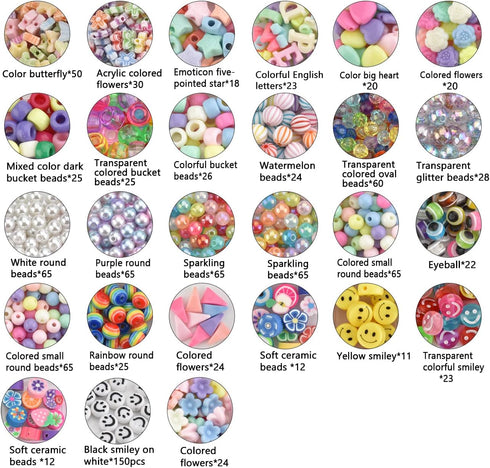 AUSTY 1042 Pcs DIY Bracelet Letter Beads Alphabet Beads Kit Bracelet Beads for Jewelry Making with Cord...