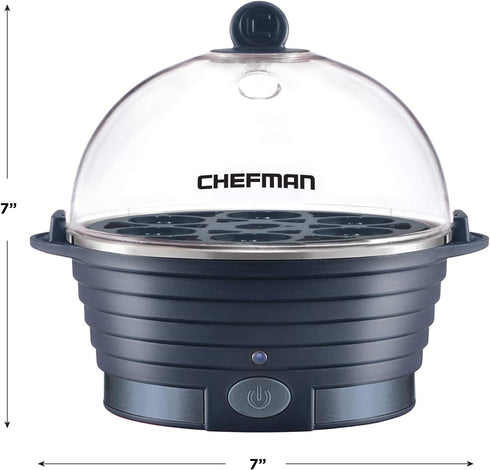 Chefman Electric Egg Cooker Boiler, Rapid Poacher, Food & Vegetable Steamer, Quickly Makes Up To 6, Hard, Medium or Soft Boiled, Poaching/Omelet T...