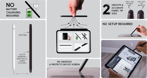 Intact Magnetic Stylus Pen 2 in 1 Premium Fabric Tip Touchscreen Pen for Apple iPad Pro/Air/Mini & All Other Tablets, Cell Phones & Touchscreens (...