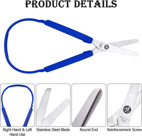 Loop Colorful Grip Scissors Loop Handle Self-Opening Adaptive Cutting Scissors for Children and Adults Special Needs, 8 Inches(Yellow, Red, Blue,6...