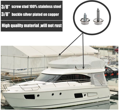 30Pcs Stainless Steel Screws Marine Grade Boat Canvas Snaps 3/8"Socket with Stainless Steel 3/8"Screw for Boat Canvas Tarpaulins Awnings Furniture...