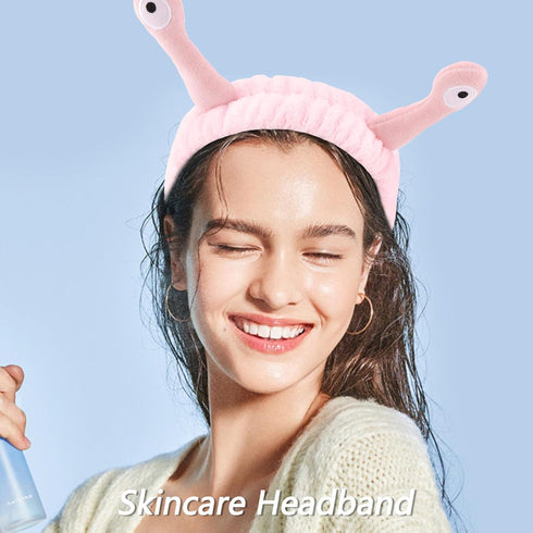 VELSCRUN 6 Pcs Pink Puffy Sponge Spa Headband Snail Cartoon Wristband Set, Spa Headbands for Wash Face, Makeup Headband, Facial Skincare Headbands...
