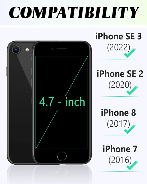 TUCCH Case Wallet for iPhone SE 2022/ iPhone 7/8/iPhone SE 2020, PU Leather 3 Card Slots Stand Magnetic Flip Folio Cover TPU Shockproof Inner Shel...