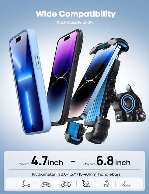 Lamicall Bike Phone Holder, Motorcycle Phone Mount - Motorcycle Handlebar Cell Phone Clamp, Scooter Phone Clip for iPhone 14 Plus/Pro Max, 13 Pro ...