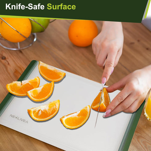 Kitchen Plastic Cutting Board Set | BPA-Free Chopping Boards with Non-slip Feet, Juice Grooves, and Dishwasher Safe Design | White Color | Include...