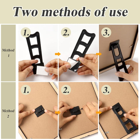 12 Pieces Black Easel Back Plastic Photo Frame Easel Back Stand Picture Frame Easel Back with 24 Pieces Screws & 15 Pieces Stickers and Screwdrive...