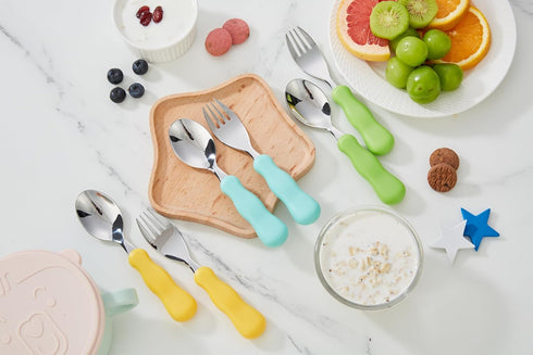 ANNOVA Kids Silverware 6 Pieces Set Children's Flatware - Stainless Steel Cutlery - 3 x Safe Forks, 3 x Dinner Spoons - Toddler Utensils Without K...
