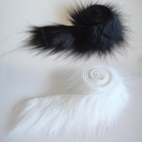 White and Black Faux Fur Ribbon - Ideal for Crafts and DIY Projects - Faux Fur Fabric by The Yard - Suitable for Gnomes Beard Hair Cosplay Costume...