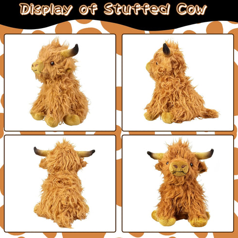 Highland Cow Stuffed Animal Highland Cow Plush, Realistic Fluffy Highland Cow Soft Farm Plushies Toy, Stuffed Cow Toys Gifts for Boys Girls Kids A...