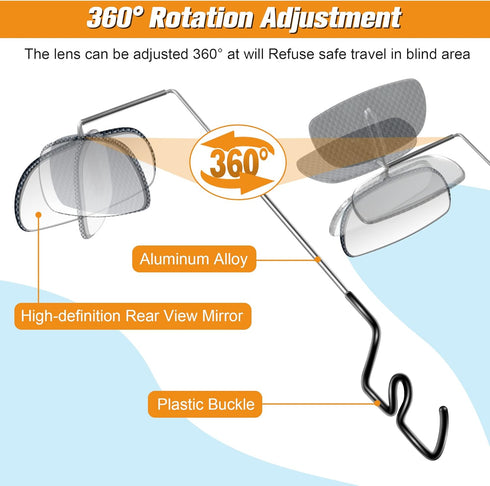 Saillong Bike Eyeglass Mirror 360 Degree Adjustable Lightweight Bicycle Cycling Rear View Helmet Mirror for Cycling Ideal Cycling Accessories (2 P...