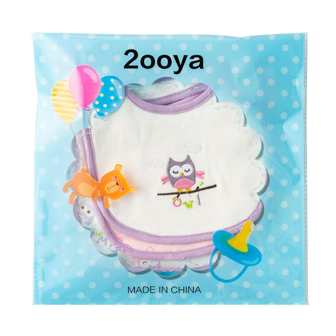 Cotton Drooling Baby Bib - 3Pcs Unisex Boy Girl Cotton Teething Infant Bibs with Adjustable Buttons Purple Owl Toddler Food Bibs Keepsake Baby Gif...