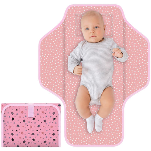 Baby Portable Diaper Changing Pad, Foldable Travel Diapering Changing Mat with Built-in Pillow, Waterproof Compact Changing Pad for Newborn Baby C...