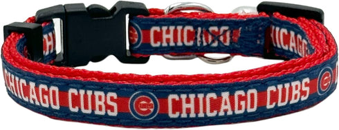 MLB CAT Collar Chicago Cubs Satin Cat Collar Baseball Team Collar for Dogs & Cats. A Shiny & Colorful Cat Collar with Ringing Bell Pendant...