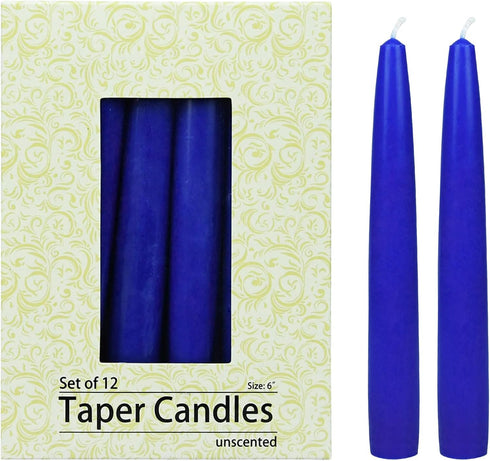 Zest Candle 12-Piece Taper Candles, 6-Inch, Blue...