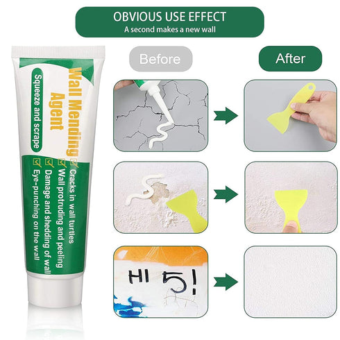 3 Pcs Wall Mending Agent Wall Repair Cream,Safe Mend Wall Repair Kit, Drywall Repair Kit with 3 Scraper,Quick Easy Solution to Fill The Holes and ...