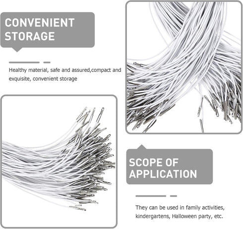 STOBOK 100pcs Elastic Barbed Cords Loop Stretch Loop Band Round String with Metal Barbs Fastener Hat Chin Cord Strap for Party DIY Hat Elastic Men...