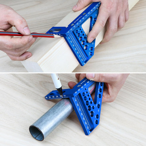 Aluminum Carpenter Square with 3D Multi-Angle Layout Measuring Ruler - Upgraded Pin Pivot Design for Secure Storage, Woodworking Squares Compact W...