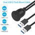QIANRENON Dual USB C to USB 3.0 Threaded Flush Mount Waterproof Cable Adapter, 2 USB 3.0 Male to 2 USB C Female Panel Mount Extension Cable, for C...
