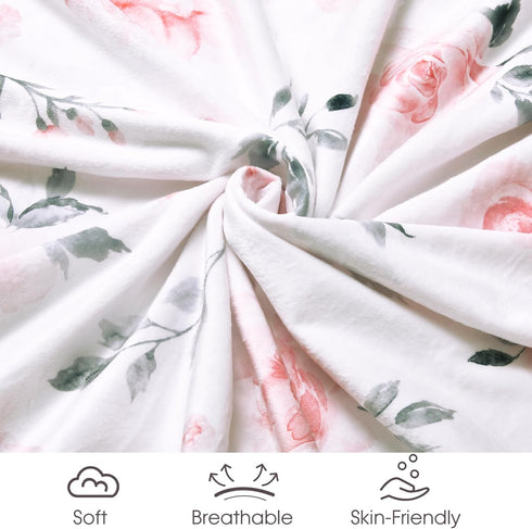 david's kids Minky Baby Blanket for Girls, Soft Lightweight Micro Fleece Blanket with Double Layer, Dotted Backing, Breathable Receiving Blanket f...