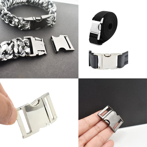 Bytiyar Buckle 6 pcs 3/4 inch(20mm) Quick Side Release Clips Metal Buckles for Straps Webbing Paracord Bracelet Dog Collar Backpack Belt,Silver...