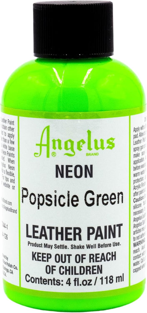 Angelus Neon Acrylic Leather Paint for Shoes, Boots, Jackets, Art, Customizing, Sneakers, Bags, & More – Popsicle Green – 4oz...