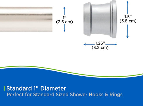 Kenney KN609C/18 Twist & Fit No Tools Camlock Tension Easy Install Shower Curtain Rod with Non-Slip, On-Scratch Ends, 42-72" Adjustable Length, Br...