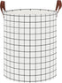 CLOCOR Collapsible Round Laundry Hamper/Large Storage Basket/Toys Bin/Boys and Girls Hamper/Room Decor (White check)...