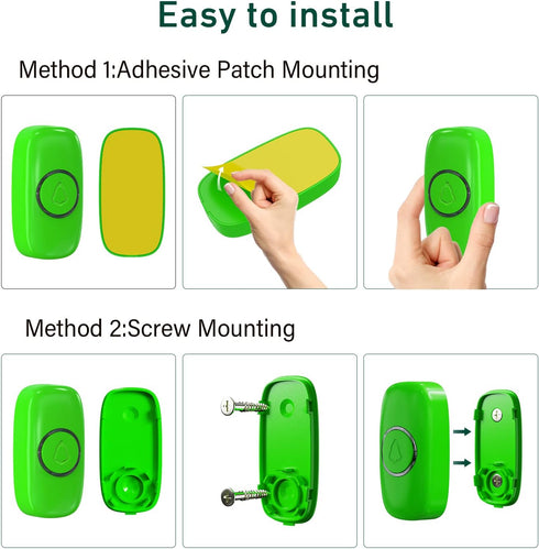 SECRUI Wireless Doorbells for Home, Classrooms, Apartments, Businesses, etc. Easy to Use, Adjustable Volume, 58 Chimes, Colorful LED, Waterproof, ...