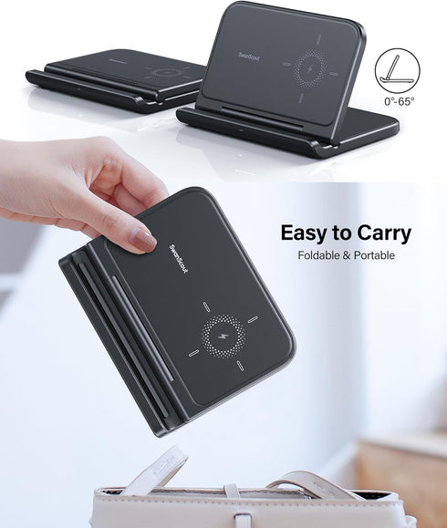 Wireless Charger for Samsung Z Fold 6, Foldable Charger Stand for Galaxy Z Fold 6/Z Fold 5/Z Fold 4/Z Fold 3, Fast Charging Phone Charger for Goog...