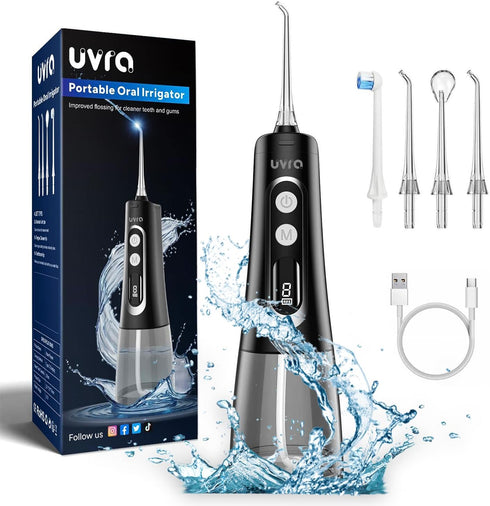 Water Dental Flosser Portable Teeth Cleaner 9 Modes Water Picks 300ml Cordless Oral Irrigator Rechargeable Ipx7 Waterproofe High Pressure for Trav...