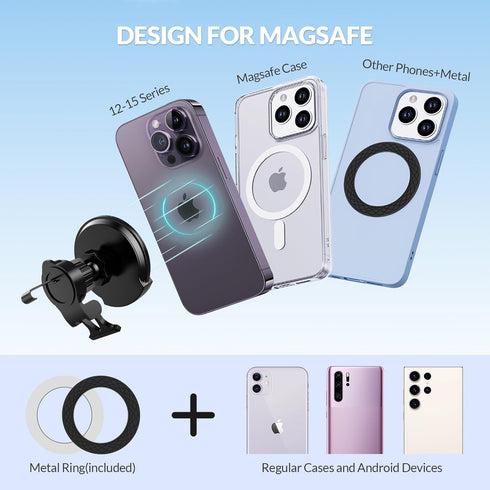 for MagSafe Car Mount Charger, 15W iPhone Magnetic Wireless Car Charger Mount, Compatible with MagSafe Car Charger, Car Phone Holder Fit iPhone 15...