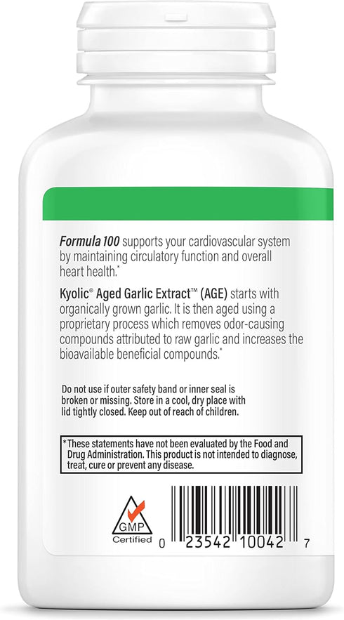 Kyolic Aged Garlic Extract Formula 100, Original Cardiovascular, 200 Capsules (Packaging May Vary)...