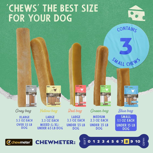 Chewmeter Himalayan Yaky Cheese Chew, 100% Natural, Long Lasting, Gluten Free, Healthy & Safe Dog Treats, Lactose & Grain Free, Protein Rich, Stai...