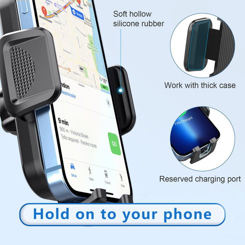 Pack-1 Car Cell Phone Holder, 360 Degrees Long Arm Dashboard Windshield Car Phone Holder, Universal Anti-Shake Smartphone Holder with Strong Sucti...