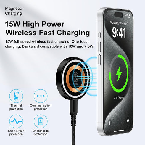 Samsung Wireless Charger Android Fast Charging Pad Wireless Phone Charger for Samsung Galaxy S24 Ultra S24+ S24 S23 S22 S21 S20 S10, Magnetic Mags...
