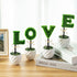 MyGift Decorative L-O-V-E Letter Shaped Small Faux Topiary Trees in White Ceramic Pots, Indoor Artificial Plants Sculpted Love Hedge Gift for Mom,...