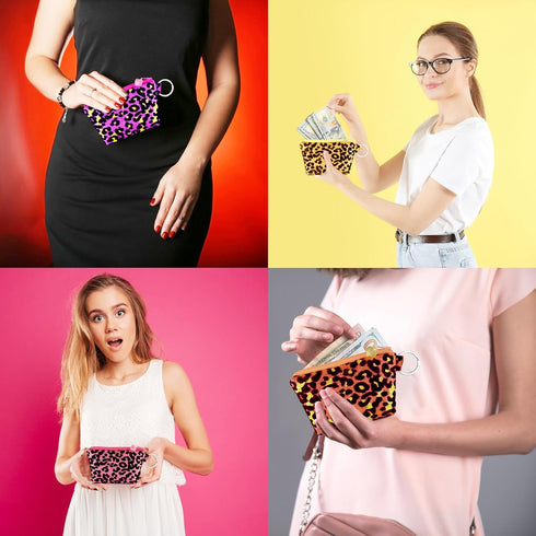 AOUXSEEM 8 Set Sewing Zipper Coin Purse Making Kit for Beginners Learn to Sew, Shiny Leopard Fabric DIY Small Pouch Bag Crafts Supplies for Women ...