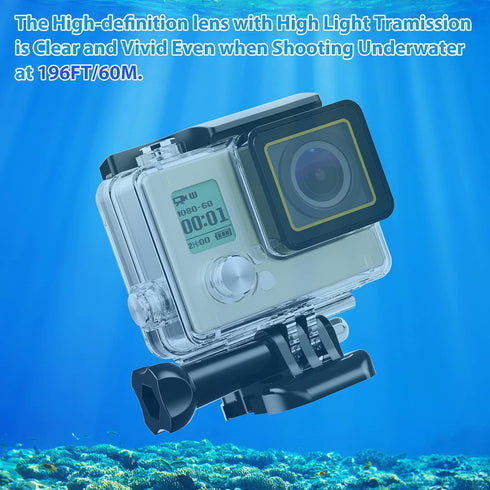 HONGDAK Waterproof Housing Case for GoPro Hero 4/3/3+, 60M/196FT Underwater Protective Dive Housing Shell with Bracket Mount Accessories for GoPro...