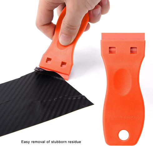FOSHIO 2PCS Orange Plastic Razor Blade Scraper Tool and 100PCS Orange Plastic Blades for Gasket Remover, Sticker Remover, Labels Decal and Adhesiv...