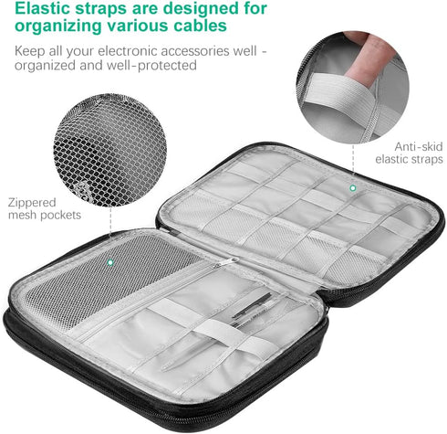 HCFGS Electronics Organizer Travel Case,Cord Organizer Travel,Tech Bag,Waterproof Electronics Organizer for Hard Drives, USB Cables,Flash Drive,Ph...
