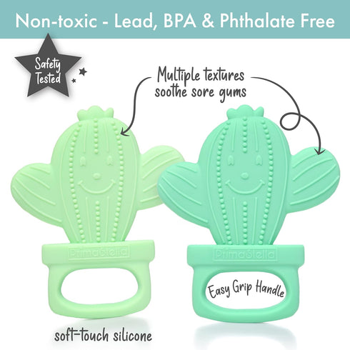 PrimaStella Silicone Cactus Teethers for Infants, Babies and Toddlers - Safety Tested - BPA Free - Cute, Soothing, Easy to Hold - Baby Teether Toy...